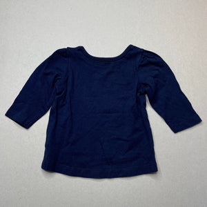 Girls Dymples, navy cotton long sleeve top, EUC, size 000,  