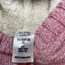Load image into Gallery viewer, Girls Tiny Little Wonders, fleece lined knitted cotton hooded cardigan, EUC, size 00,  