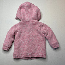 Load image into Gallery viewer, Girls Tiny Little Wonders, fleece lined knitted cotton hooded cardigan, EUC, size 00,  