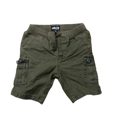 Boys ABCD Industrie, khaki stretch cotton cargo shorts, elasticated, GUC, size 0,  