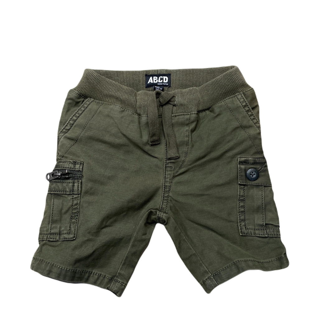 Boys ABCD Industrie, khaki stretch cotton cargo shorts, elasticated, GUC, size 0,  