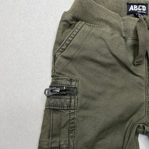Boys ABCD Industrie, khaki stretch cotton cargo shorts, elasticated, GUC, size 0,  