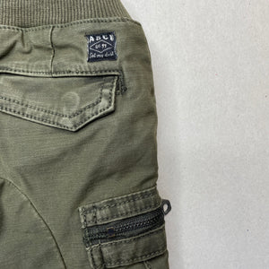 Boys ABCD Industrie, khaki stretch cotton cargo shorts, elasticated, GUC, size 0,  