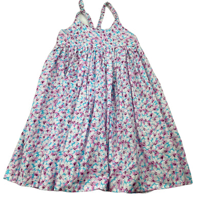 Girls floral, cotton summer dress, GUC, size 1-2, L: 51cm