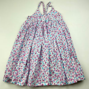 Girls floral, cotton summer dress, GUC, size 1-2, L: 51cm