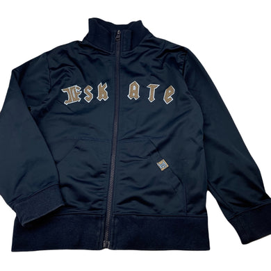 Boys navy, zip up track top, no size, L: 47cm, armpit to armpit: 39cm, shoulder to cuff: 44cm, FUC, size 7-8,  