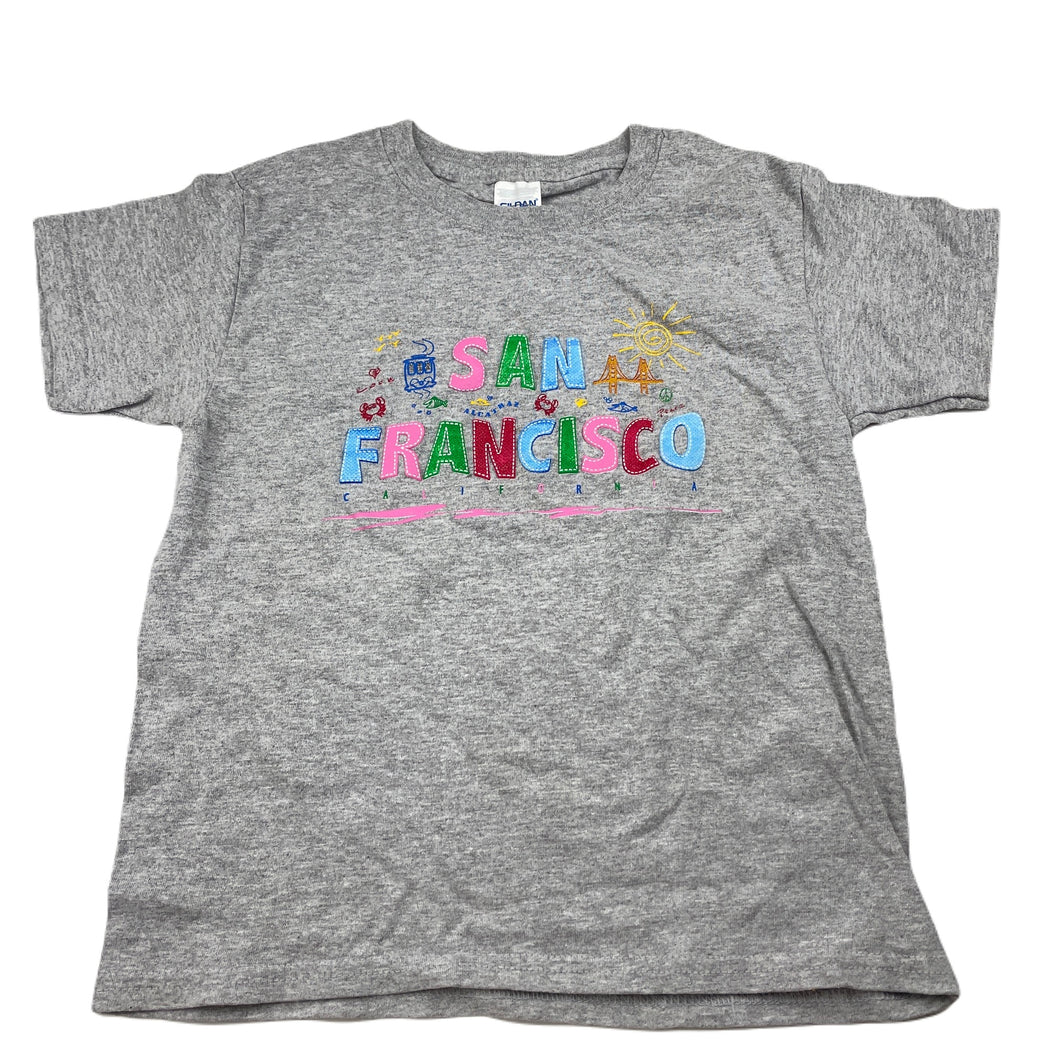 Girls Gildan, grey marle t-shirt / top, Sz: XS, L: 48cm, armpit to armpit: 38cm, EUC, size 8-10,  