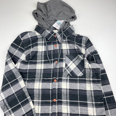 Boys Tilt, flannel cotton hooded shirt, NEW, size 14,  