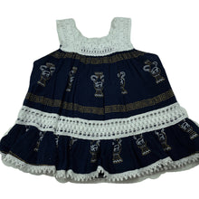 Load image into Gallery viewer, Girls OLYMPIC, navy &amp; white cotton top, L: 38cm, armpit to armpit: 28cm, GUC, size 3-4,  