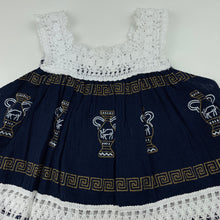 Load image into Gallery viewer, Girls OLYMPIC, navy &amp; white cotton top, L: 38cm, armpit to armpit: 28cm, GUC, size 3-4,  