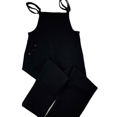 Girls black, stretchy jumpsuit, inside leg: 44cm, EUC, size 6,  