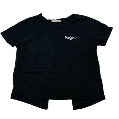 Girls AOMAILI, black stretchy open-back t-shirt / top, EUC, size 5,  