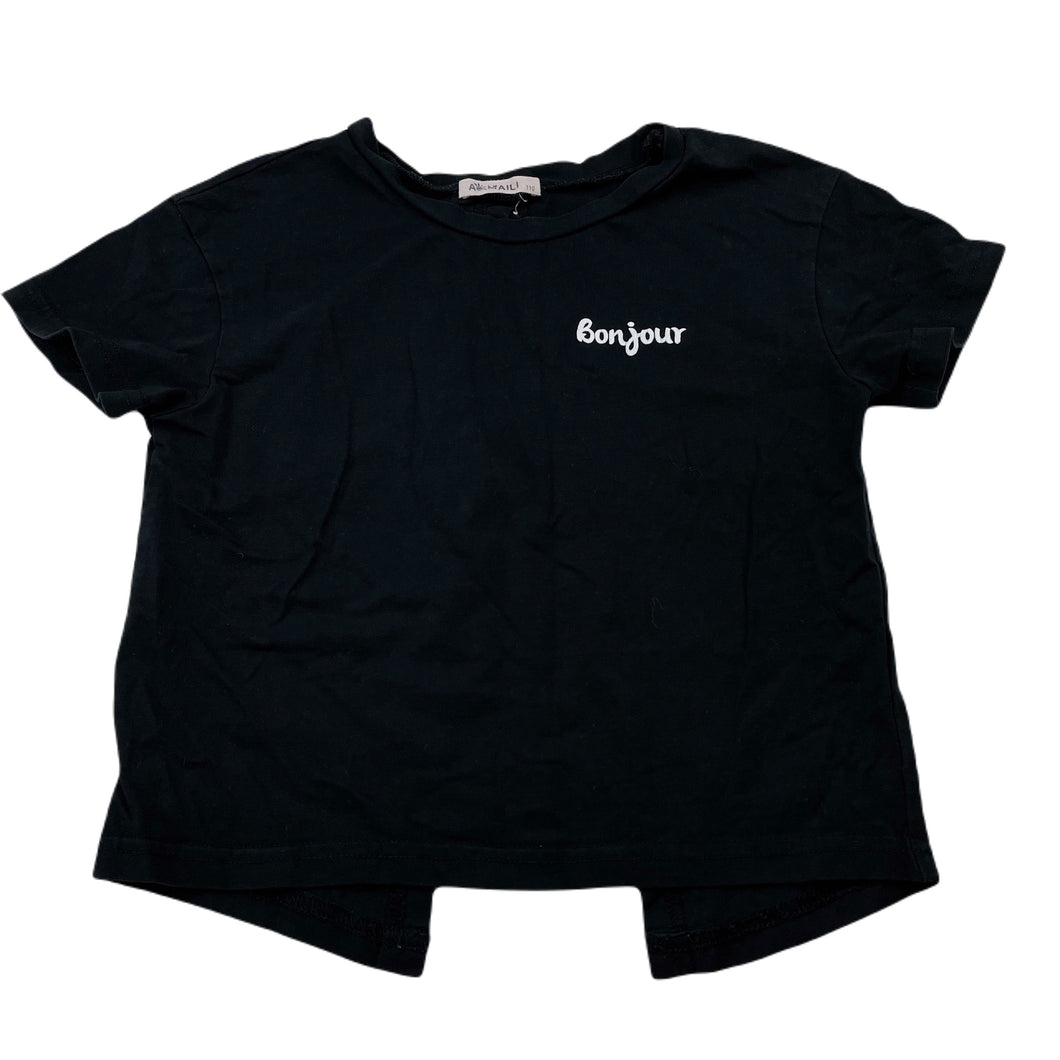 Girls AOMAILI, black stretchy open-back t-shirt / top, EUC, size 5,  