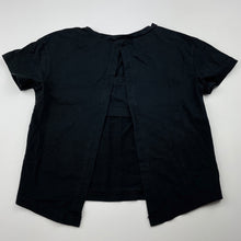 Load image into Gallery viewer, Girls AOMAILI, black stretchy open-back t-shirt / top, EUC, size 5,  