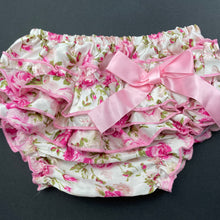 Load image into Gallery viewer, Girls floral, lightweight ruffle bloomers / nappy cover, GUC, size 0-1,  