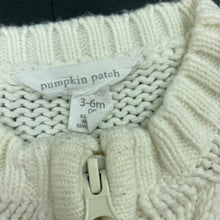 Load image into Gallery viewer, unisex Pumpkin Patch, cream knitted zip up sweater, GUC, size 00,  