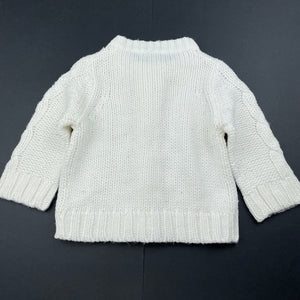 unisex Pumpkin Patch, cream knitted zip up sweater, GUC, size 00,  