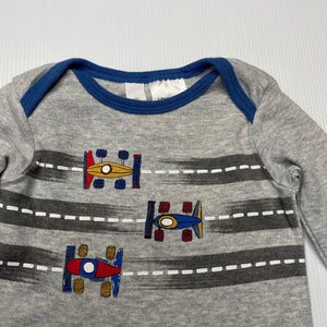 Boys Dymples, soft cotton bodysuit / romper, racing cars, FUC, size 00,  