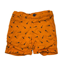 Load image into Gallery viewer, Boys Target, orange stretch cotton shorts, adjustable, guitars, FUC, size 0,  