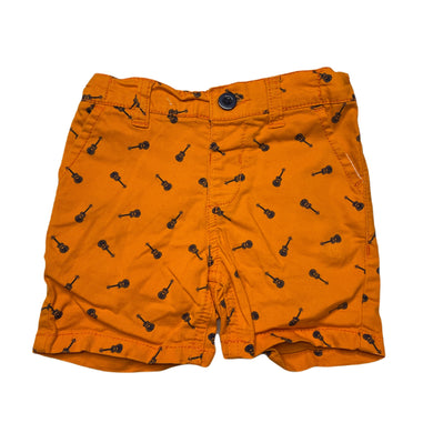 Boys Target, orange stretch cotton shorts, adjustable, guitars, FUC, size 0,  