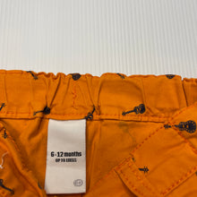 Load image into Gallery viewer, Boys Target, orange stretch cotton shorts, adjustable, guitars, FUC, size 0,  