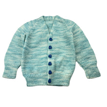 Load image into Gallery viewer, Boys handmade, knitted cardigan / sweater, cars, armpit to armpit: 25.5cm, armpit to cuff: 22cm, FUC, size 1,  
