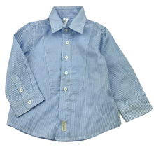 Load image into Gallery viewer, Boys Sooki Baby, blue stripe lightweight long sleeve shirt, EUC, size 2,  