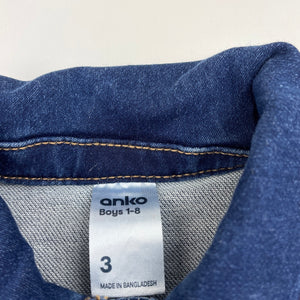 Boys Anko, blue stretch denim jacket, EUC, size 3,  