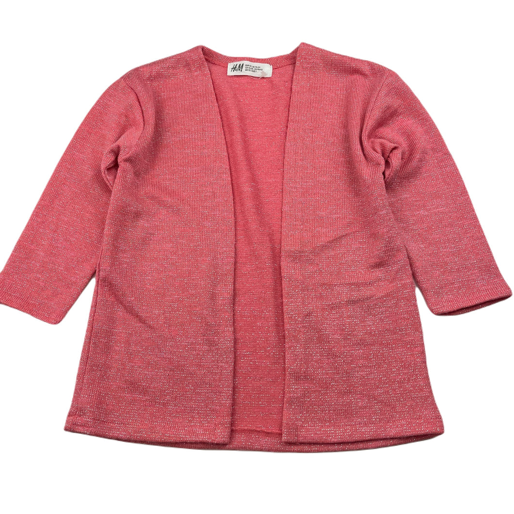 Girls H&M, pink & silver metallic lightweight cardigan, L: 39cm, EUC, size 2,  
