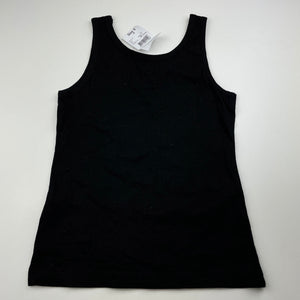 Girls Anko, black cotton singlet top, NEW, size 8,  