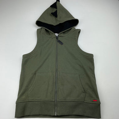 Boys CASTRO, khaki hooded vest / sweater, EUC, size 6-8,  