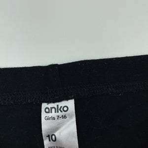 Girls Anko, black stretchy leggings, Inside leg: 57cm, GUC, size 10,  