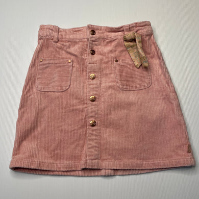Girls Sergent Major, pink stretch corduroy skirt, adjustable, L: 34cm, GUC, size 9,  