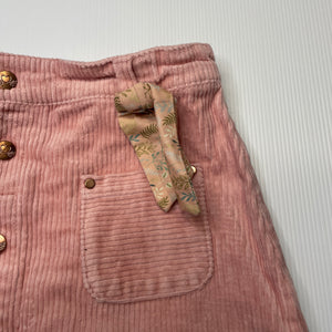 Girls Sergent Major, pink stretch corduroy skirt, adjustable, L: 34cm, GUC, size 9,  