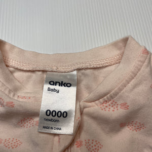 Girls Anko, pink stretchy zip romper, EUC, size 0000,  