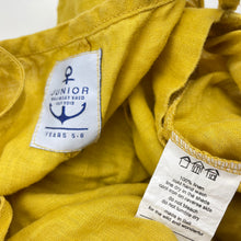 Load image into Gallery viewer, Girls JUNIOR, yellow linen summer overalls, Inside leg: 15cm, GUC, size 5-6,  