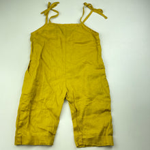Load image into Gallery viewer, Girls JUNIOR, yellow linen summer overalls, Inside leg: 15cm, GUC, size 5-6,  