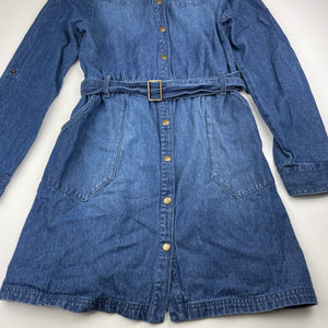 Girls Tilii, blue denim shirt dress, EUC, size 14, L: 73cm