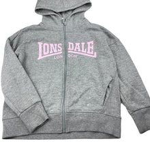 Load image into Gallery viewer, Girls Lonsdale, fleece lined zip hoodie sweater, GUC, size 9,  