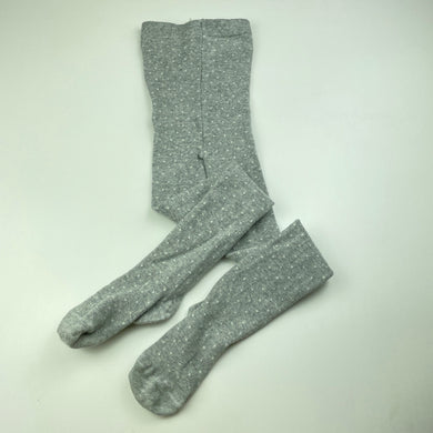 Girls Seed, grey & white spot stretchy stockings, EUC, size 3-6,  