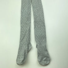 Load image into Gallery viewer, Girls Seed, grey &amp; white spot stretchy stockings, EUC, size 3-6,  