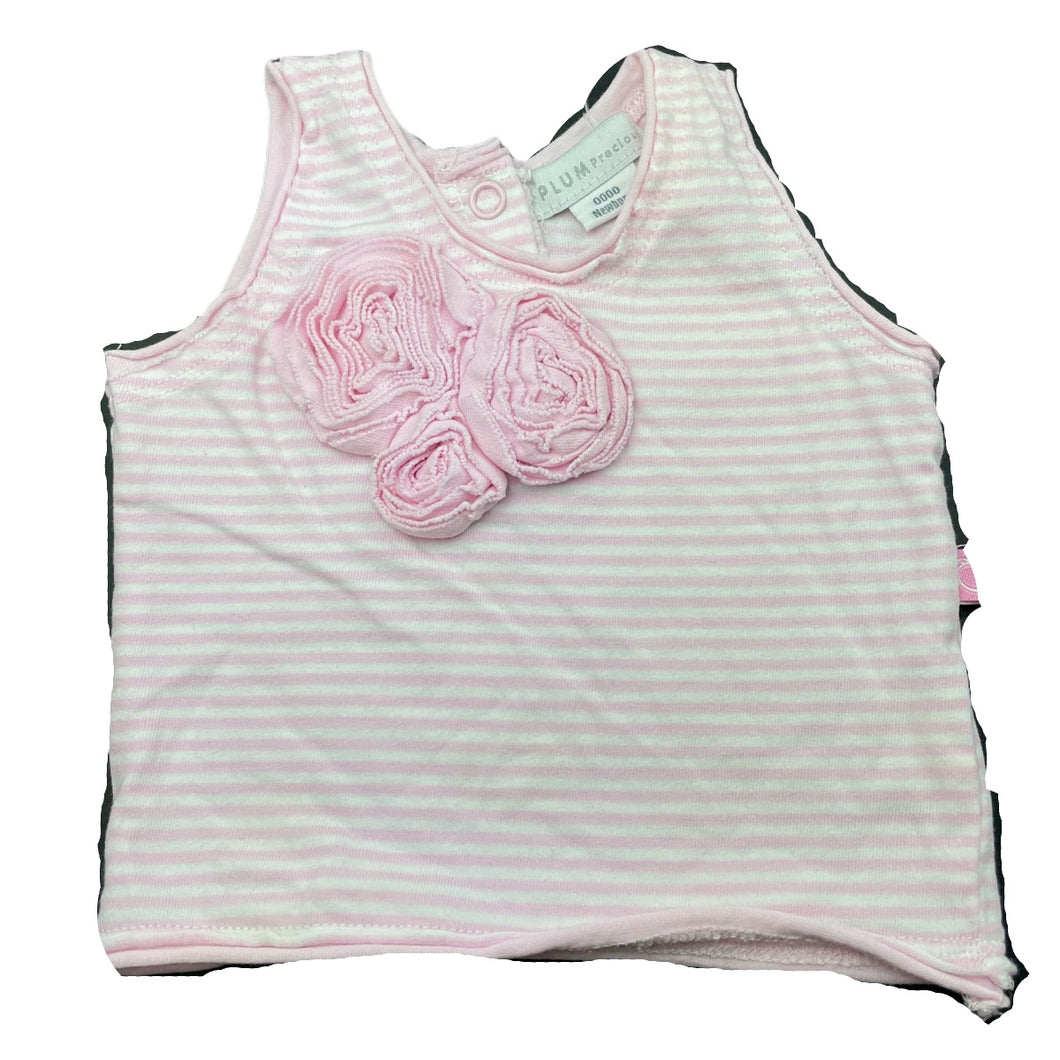 Girls Plum Precious, pink & white stripe summer top, FUC, size 0000,  