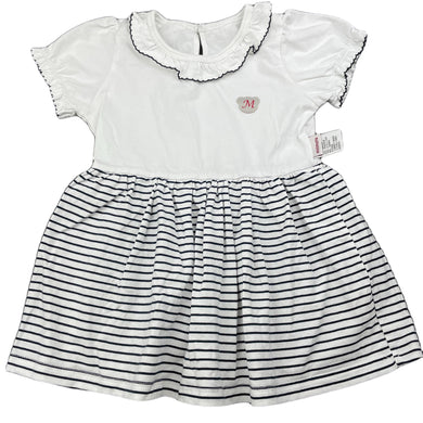Girls minimoto, navy & white casual dress, EUC, size 0-1, L: 38cm