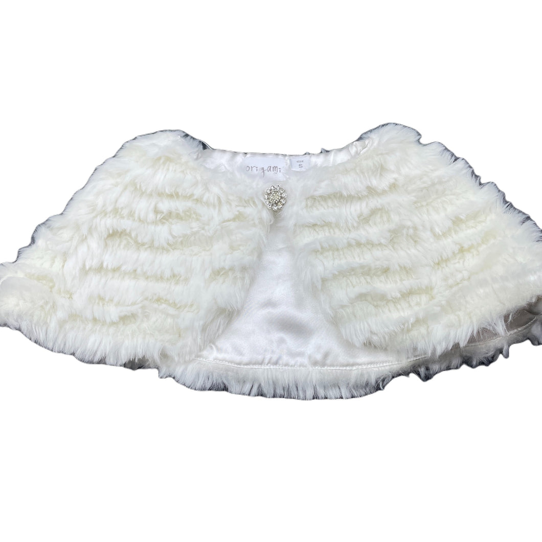 Girls Origami, faux fur cape / jacket, L: 18cm, FUC, size 1-2,  