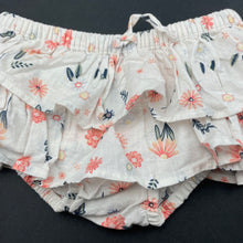 Load image into Gallery viewer, Girls Anko, floral cotton ruffle bloomers / nappy cover, EUC, size 00,  