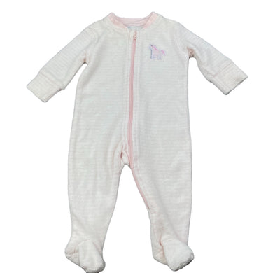 Girls Anko, pink terry zip coverall / romper, unicorn, GUC, size 0000,  