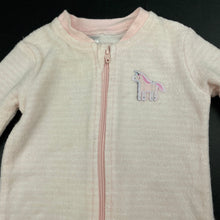 Load image into Gallery viewer, Girls Anko, pink terry zip coverall / romper, unicorn, GUC, size 0000,  