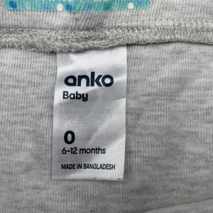 unisex Anko, grey marle shorts, elasticated, FUC, size 0,  
