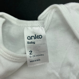 Girls Anko, white cotton bodysuit / romper, GUC, size 2,  