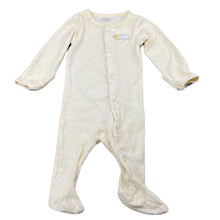 Load image into Gallery viewer, unisex Carters, yellow stripe cotton coverall / romper, GUC, size 0000,  